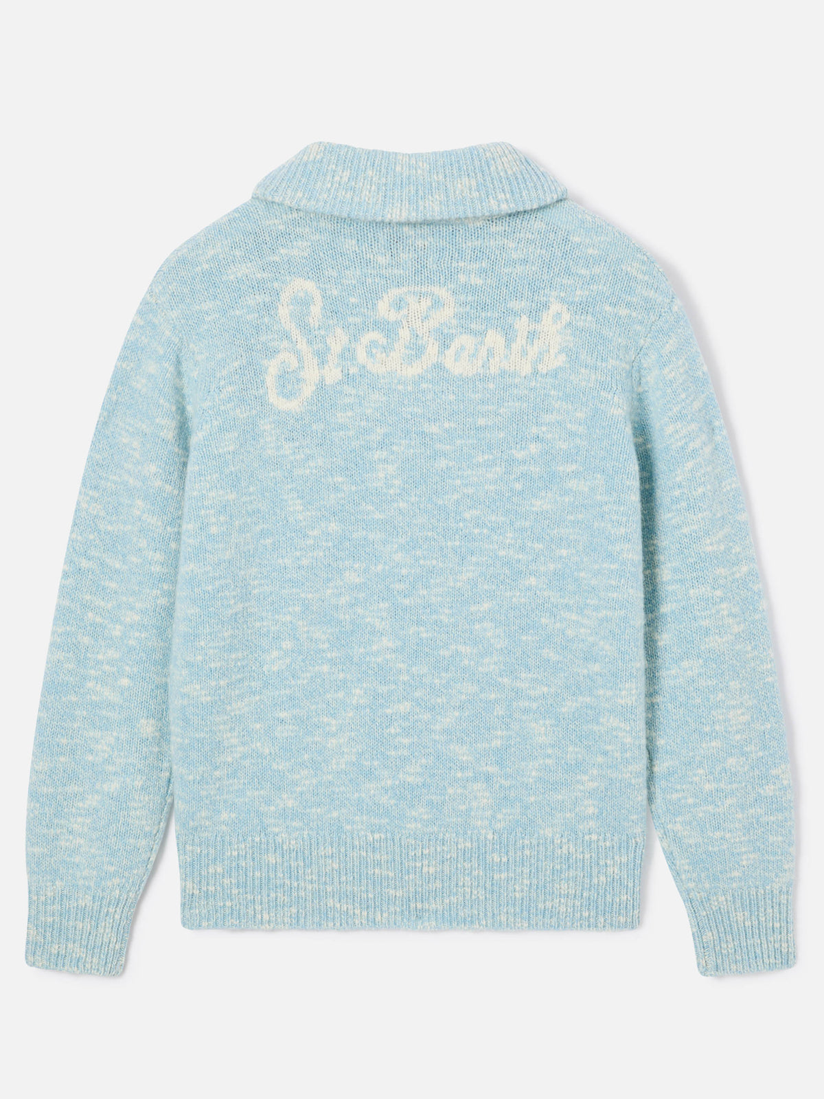 Pull en laine Augustine blue léger à demi-zip avec logo brodé 