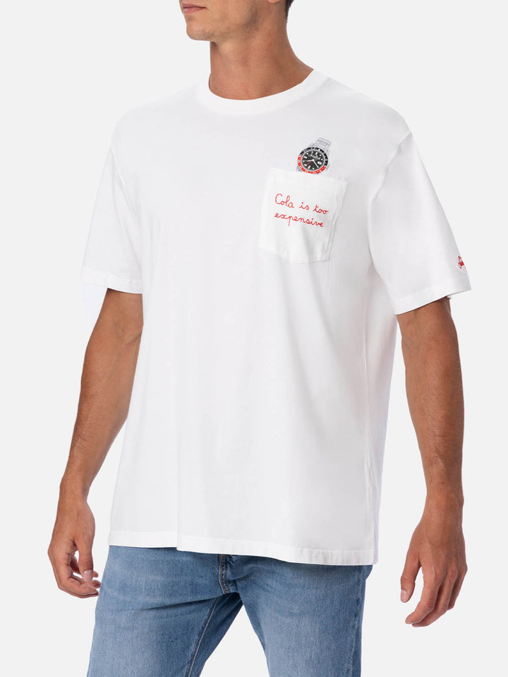 Cotton t-shirt Austin with embroidery and watch print