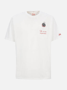 Tshirt in cotone Austin con ricamo e stampa orologio