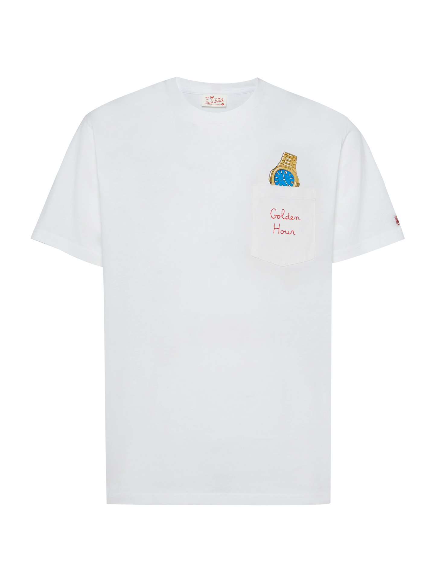 Tshirt in cotone Austin con ricamo e stampa orologio