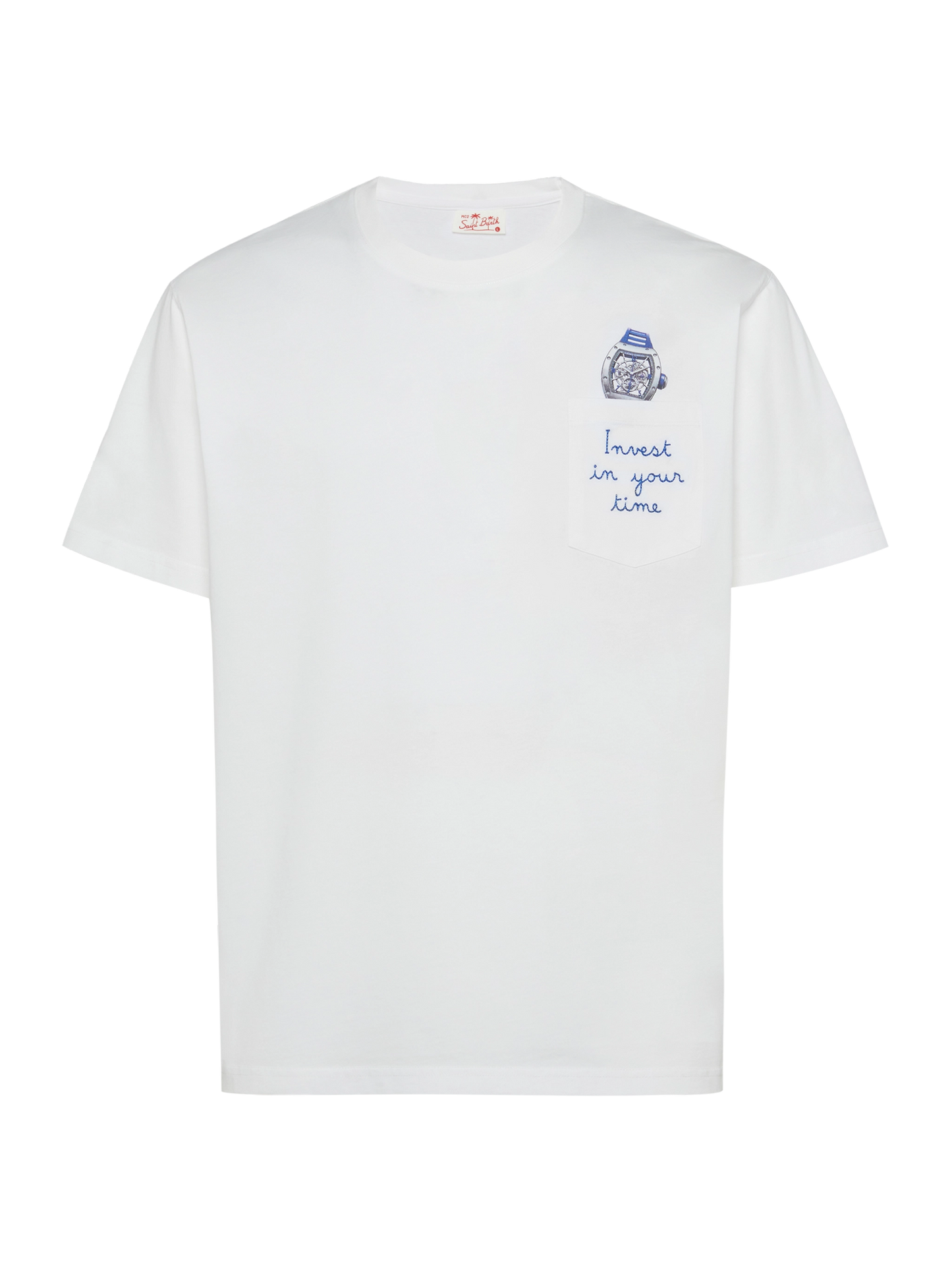 Tshirt in cotone Austin con ricamo e stampa orologio