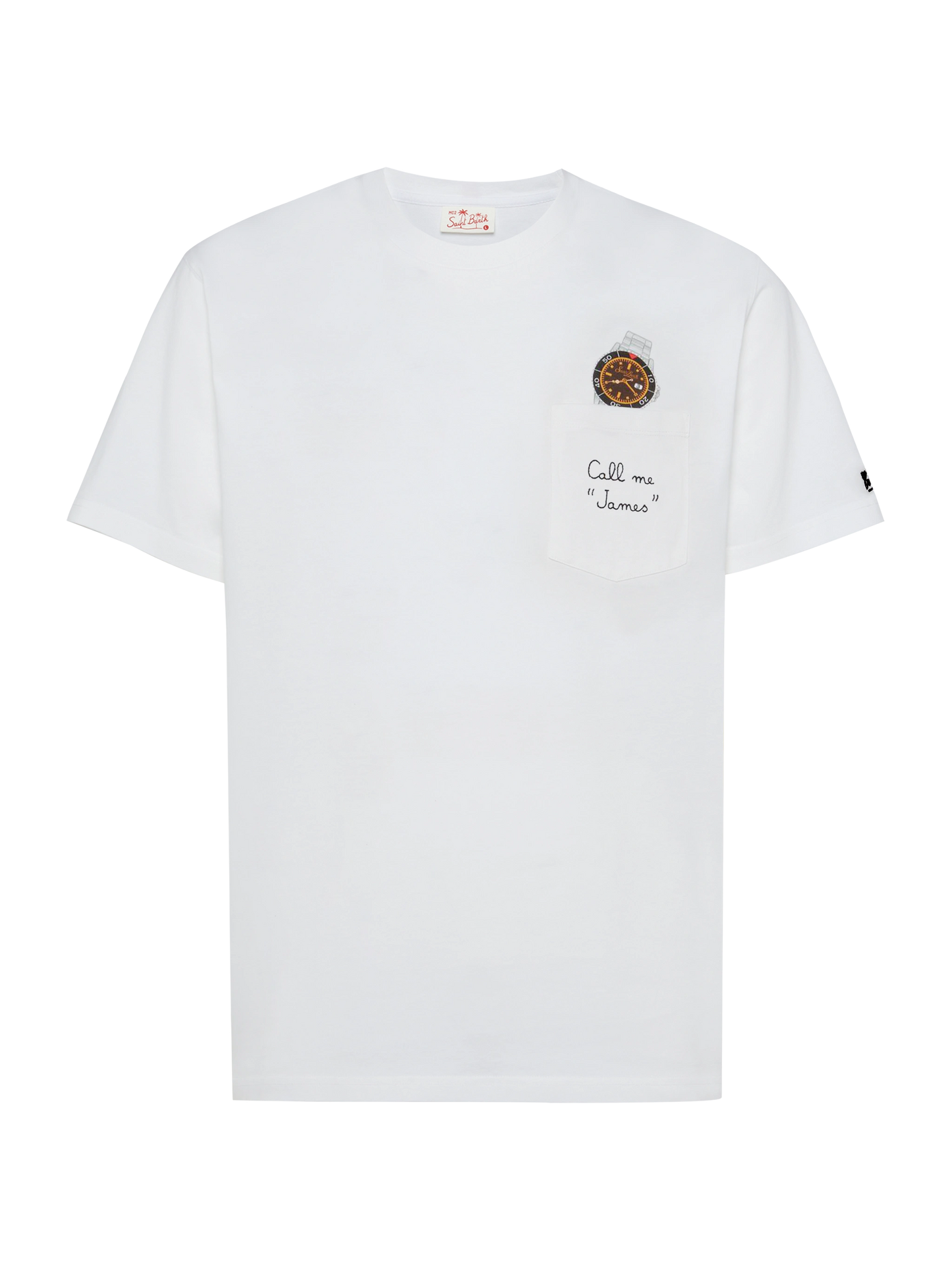 Tshirt in cotone Austin con ricamo e stampa orologio