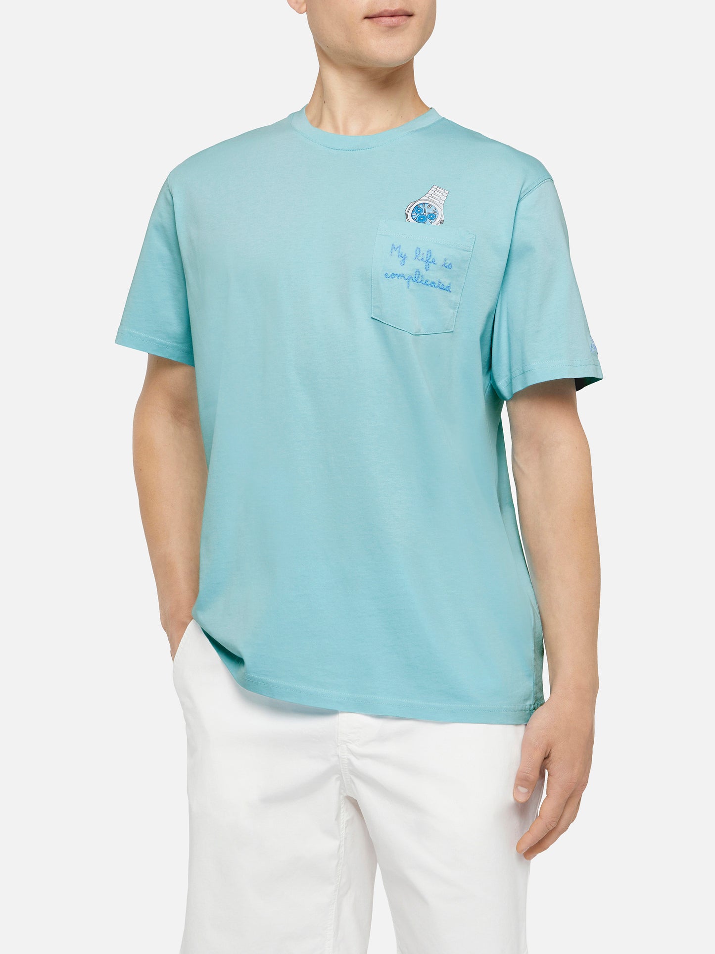 Cotton t-shirt Austin with embroidery and watch print - MC2 Saint Barth