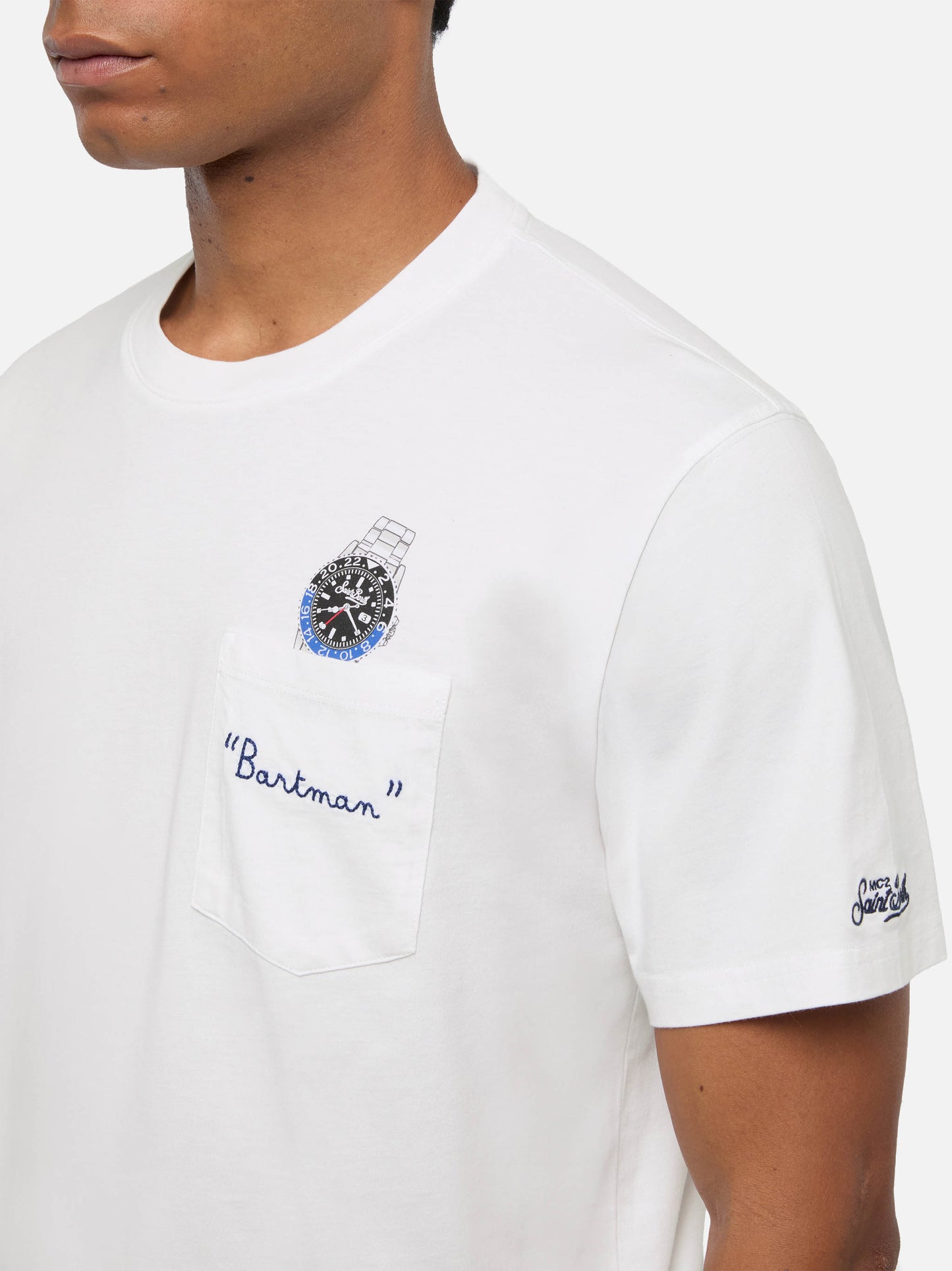 Cotton t-shirt Austin with embroidery and watch print