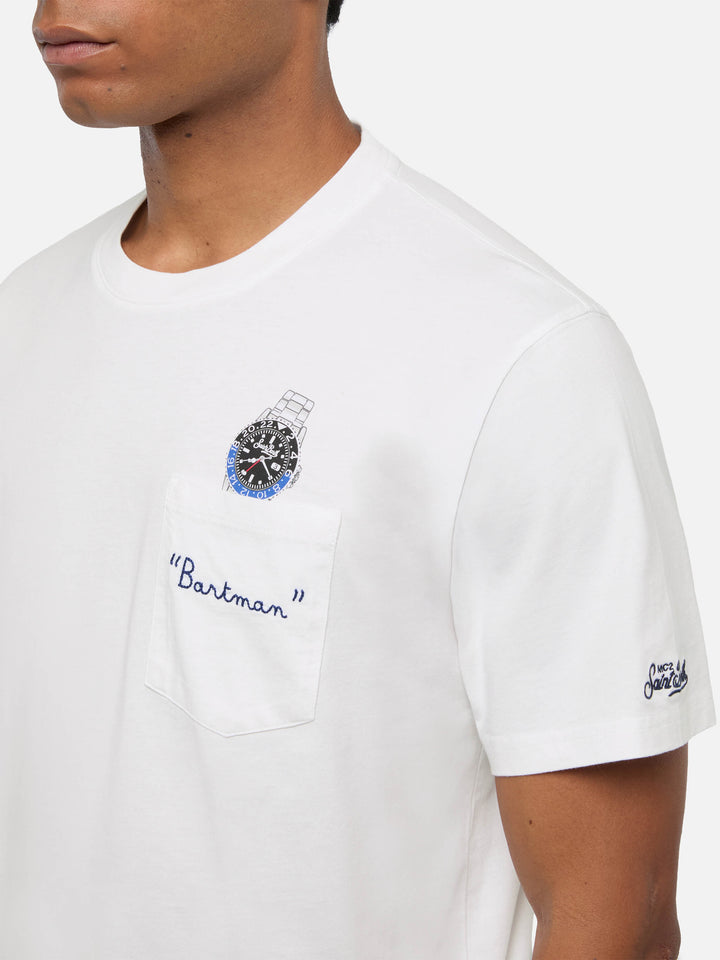 Cotton t-shirt Austin with embroidery and watch print