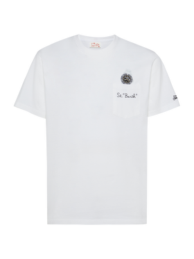 Tshirt in cotone Austin con ricamo e stampa orologio