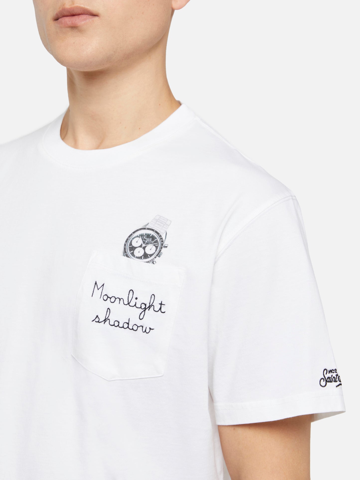 Cotton t-shirt Austin with embroidery and watch print