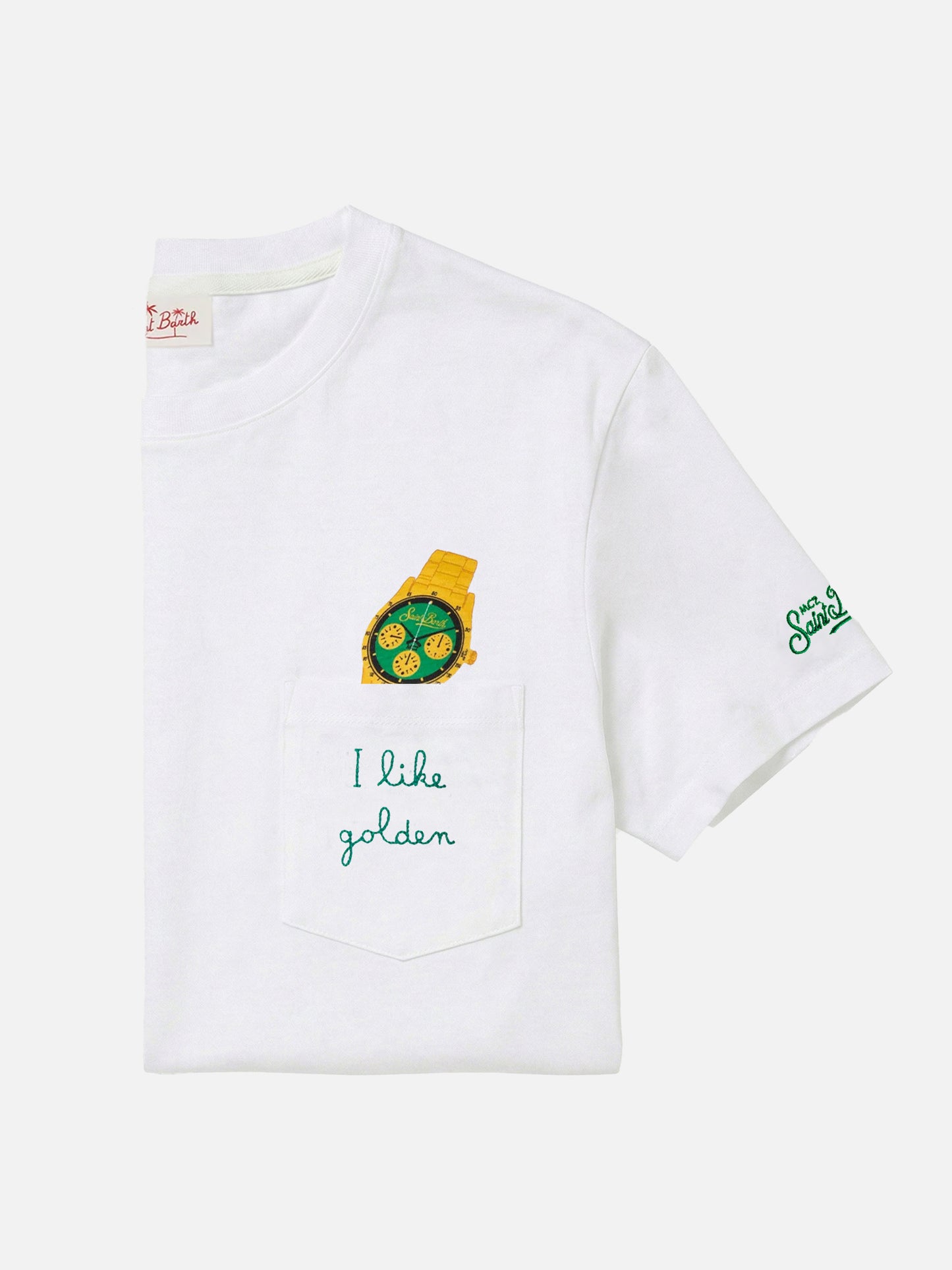 T-shirt Austin in cotone con stampa orologio e ricamo