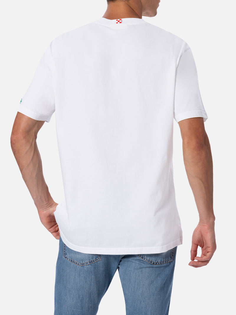 Man cotton t-shirt Austin with watch print and embroidery