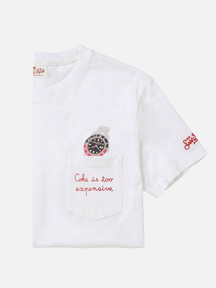 Baumwoll-T-Shirt Austin mit Stickerei und Uhrendruck