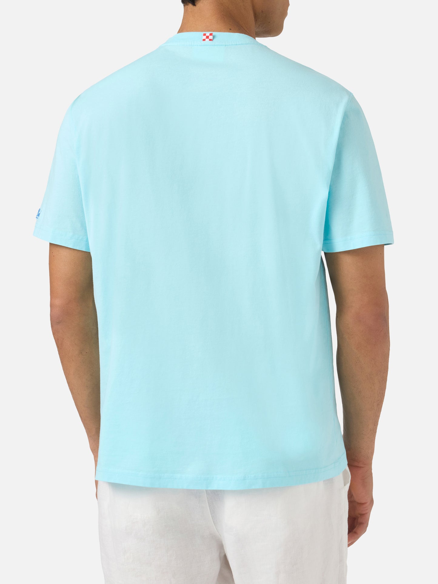 Camiseta Austin azul claro con bordado de reloj y My Life Is Complicated 