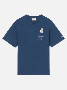 Blue Austin t-shirt with watch and My Reseller Is Different embroidery