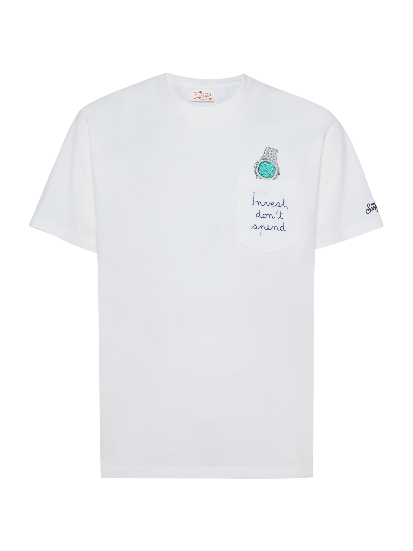 Tshirt in cotone Austin con ricamo e stampa orologio