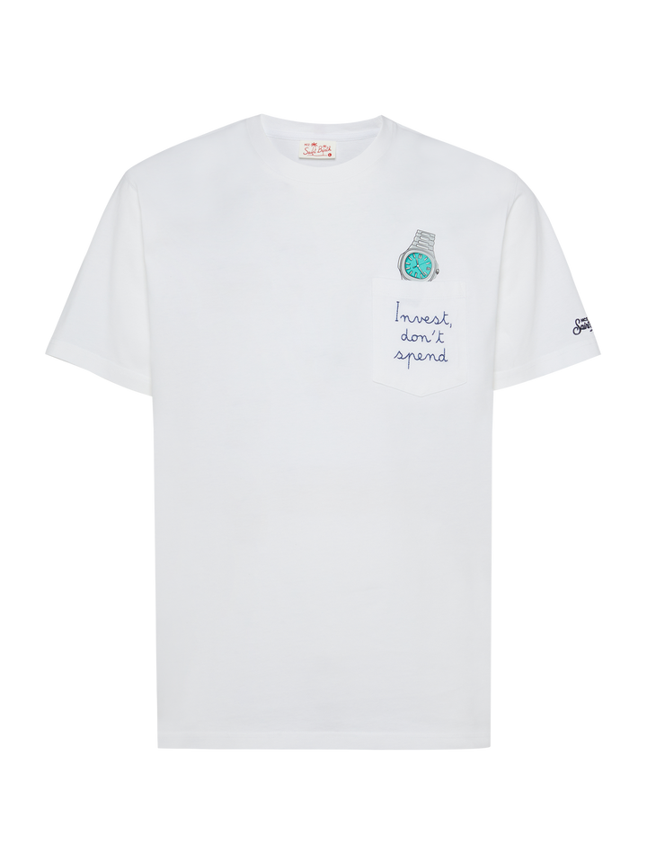 Tshirt in cotone Austin con ricamo e stampa orologio