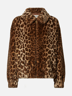Aveline faux-fur jacket with leopard print