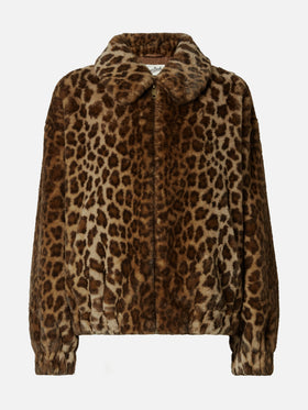 Aveline faux-fur jacket with leopard print