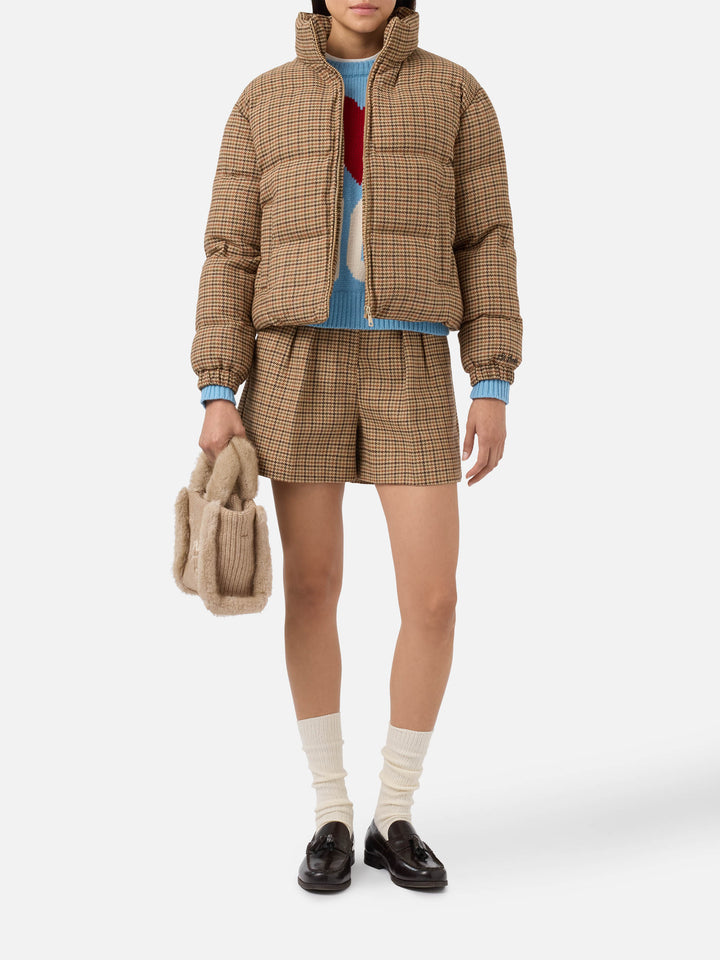 Aya shorts in houndstooth fabric with double pleats