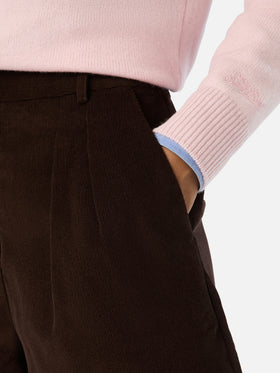 Dunkelbraune Aya Shorts aus Baumwollcord 