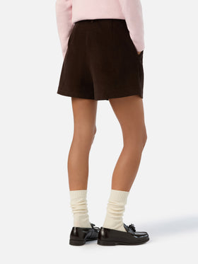 Dunkelbraune Aya Shorts aus Baumwollcord 