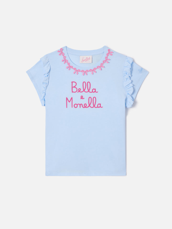 Cotton t-shirt Baby with flounce and Bella e Monella embroidery