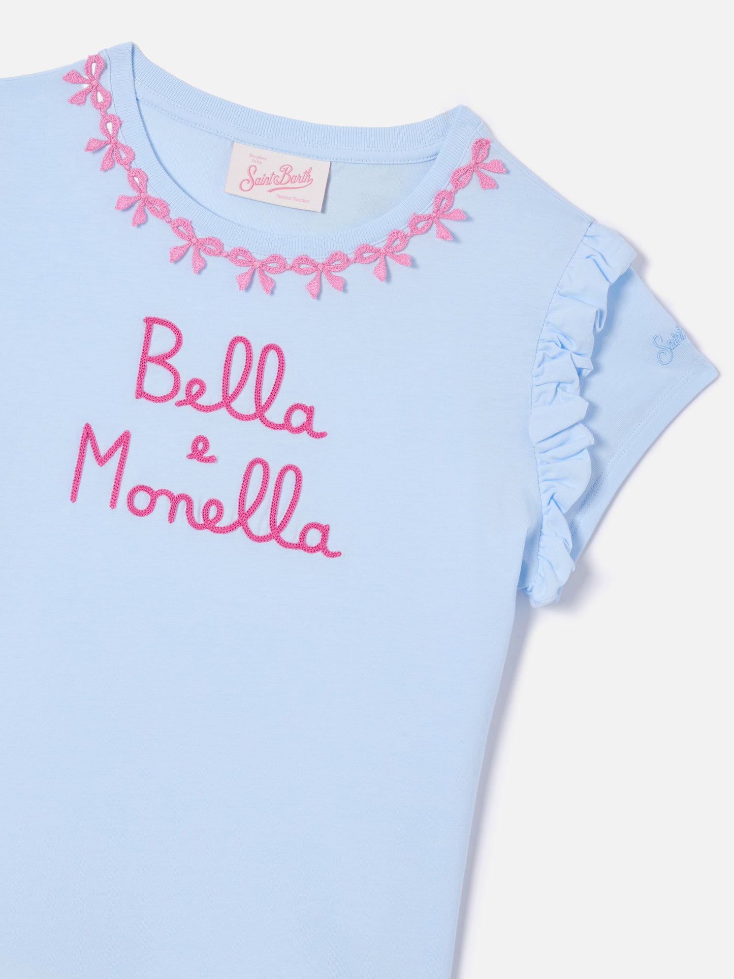 Cotton t-shirt Baby with flounce and Bella e Monella embroidery