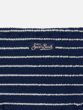 Baker crinkle bikini with navy stripes