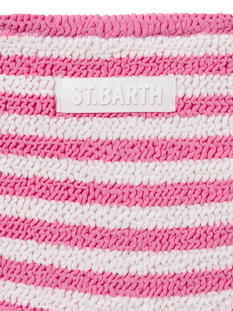 Pink striped crinkle classic bralette bikini Baker