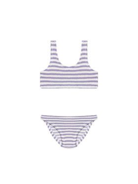 Lilac striped crinkle classic bralette bikini Baker