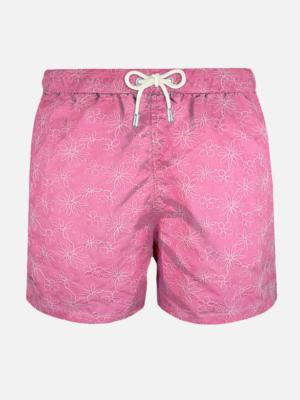 Rosa bestickte Badeshorts