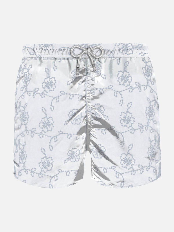 Blue embroidered swim shorts