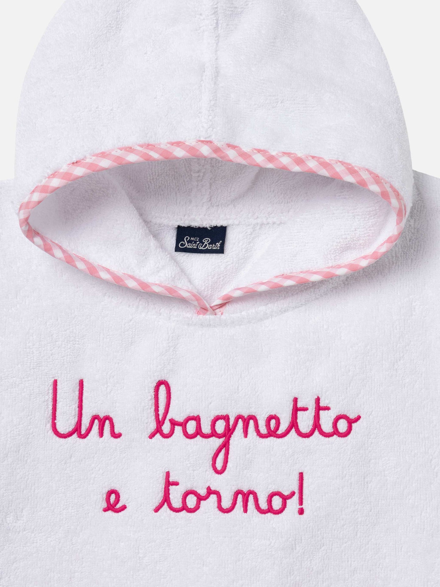 Bademantel aus Baumwollfrottee mit „Un bagnetto e torno“-Stickerei