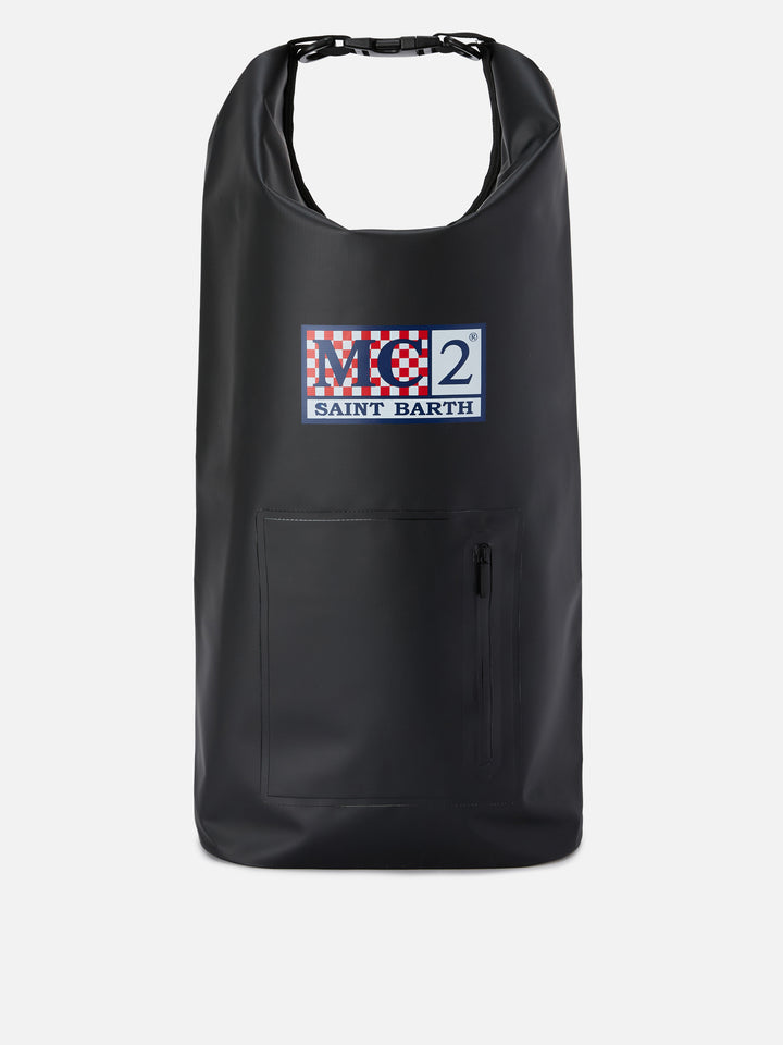 Backpack Aqua backpack in black solid-color PVC with printed logo