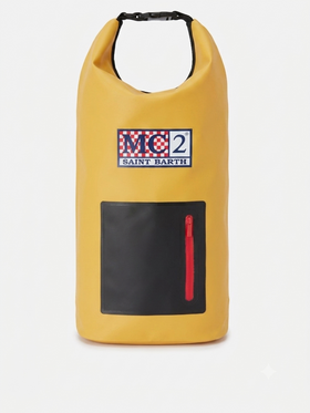 Mochila Aqua backpack en PVC amarillo de color liso con logotipo estampado 