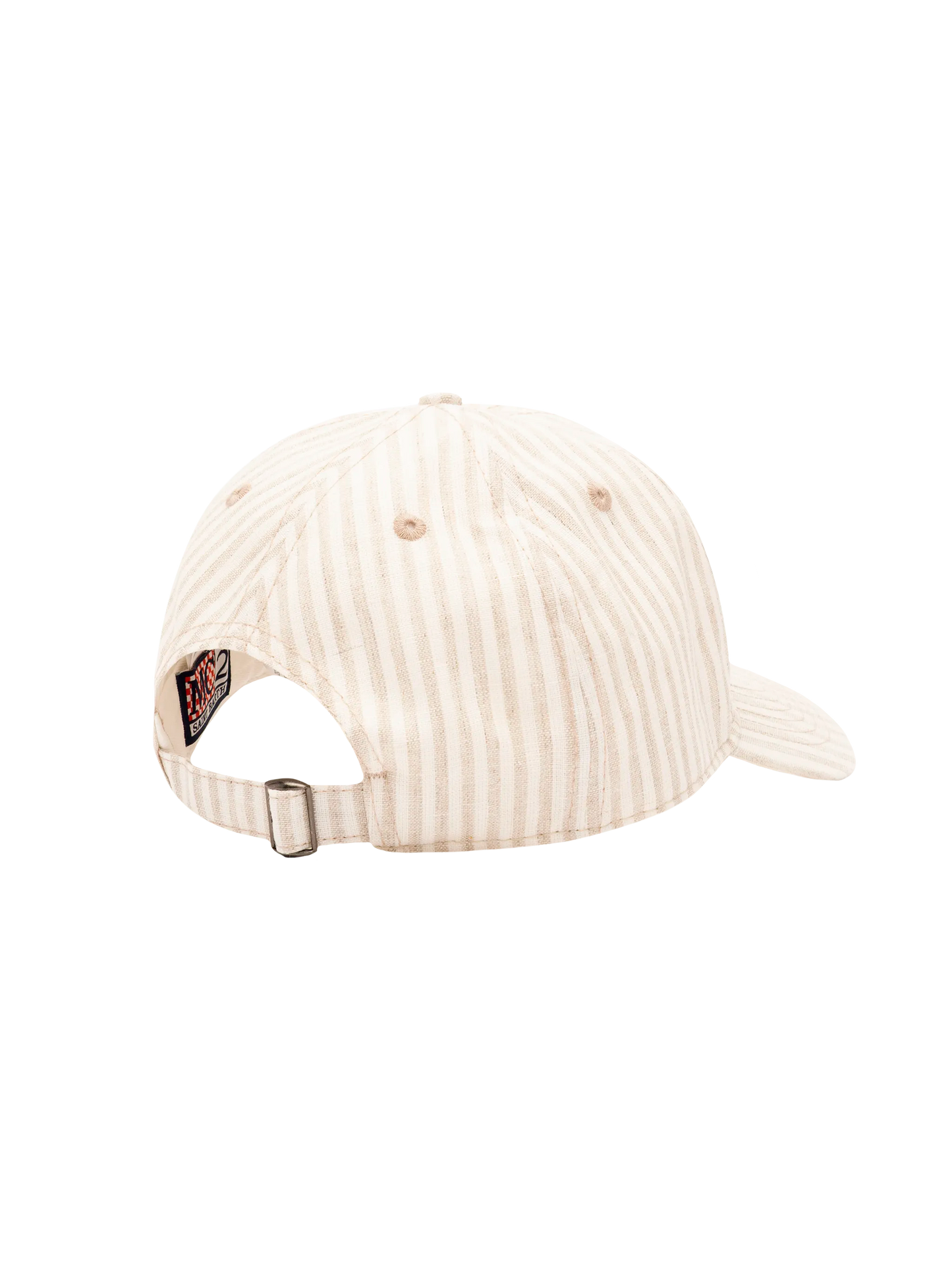 Cappellino da baseball in lino e cotone a righe beige