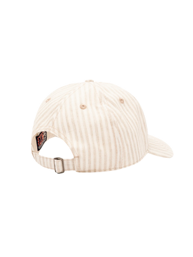 Cappellino da baseball in lino e cotone a righe beige