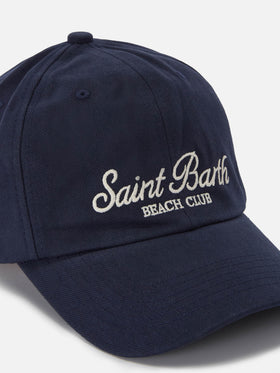 Cappellino Baseball con visiera in cotone blu e logo ricamato