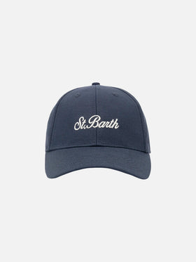 Cappellino Baseball con visiera in lino blu vintage