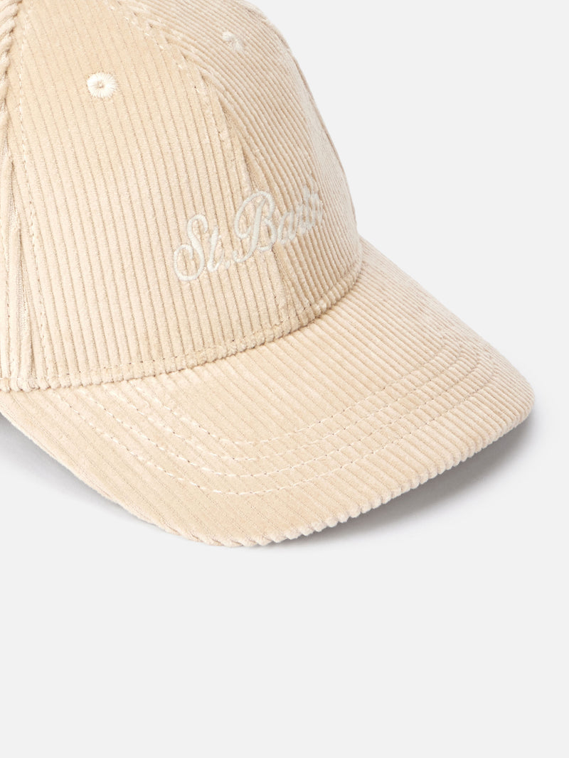 Beige corduroy ball cap Baseball with embroidered logo