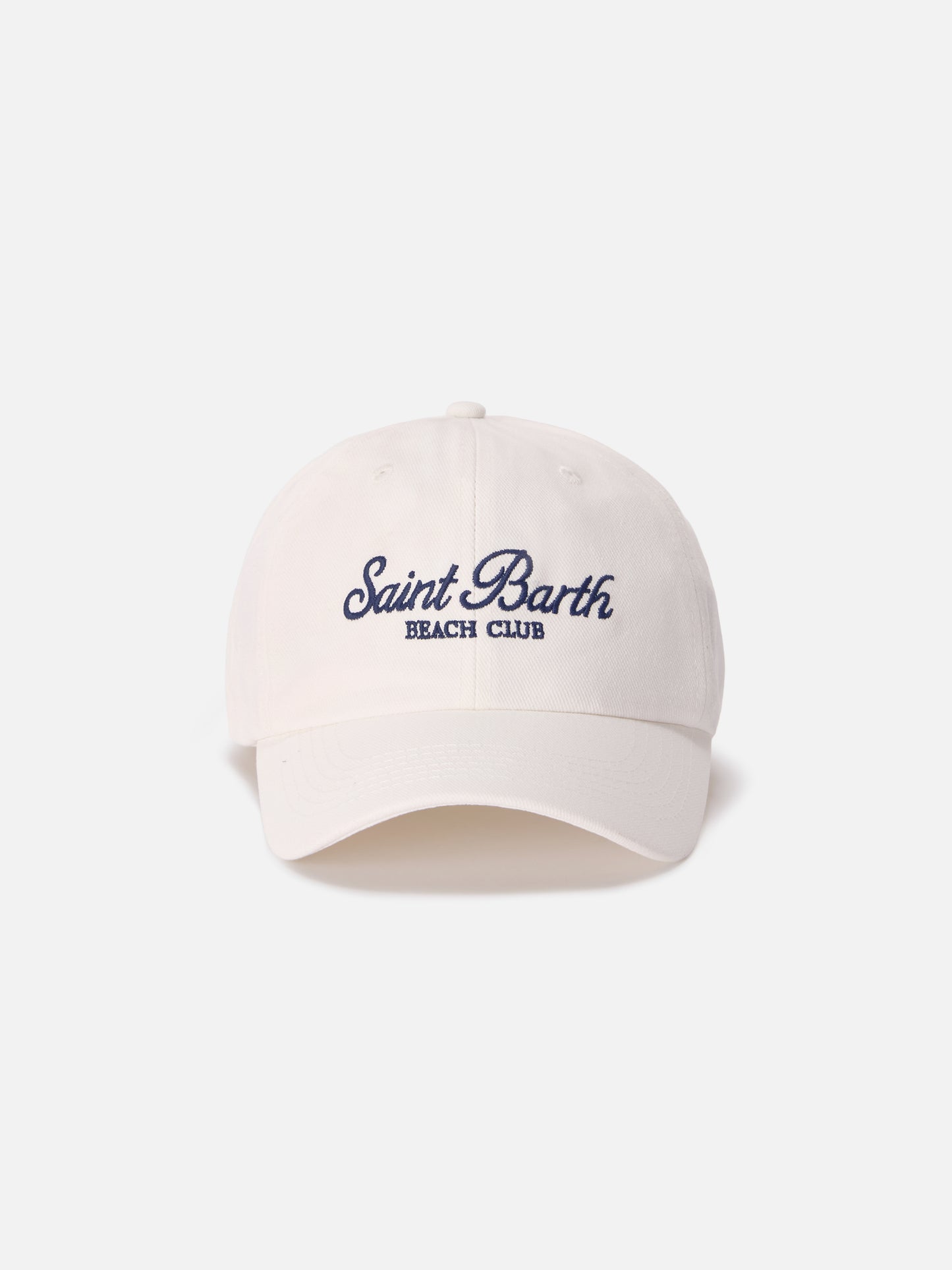 Baseball cap with visor in white cotton with embroidered logo