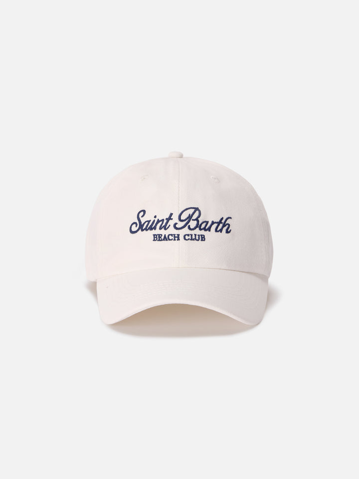 Cappellino Baseball con visiera in cotone bianco e logo ricamato