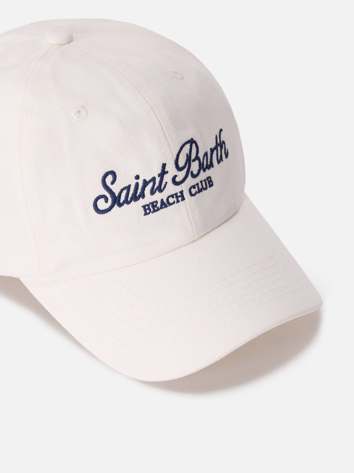 Cappellino Baseball con visiera in cotone bianco e logo ricamato