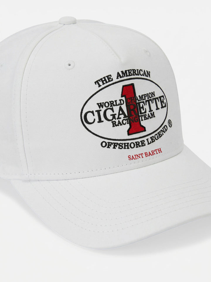 Baseball cap with visor in white with Cigarette embroidery | Special Edition