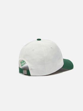 Cappellino Baseball con visiera in cotone bianco e verde con patch Tennis Team