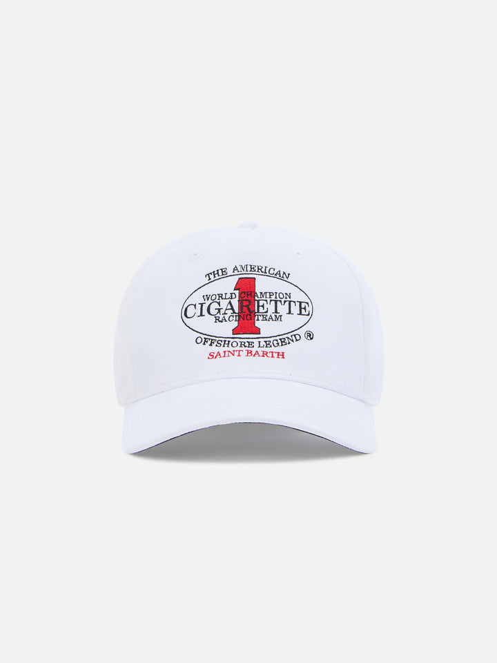 Weiße Baseballkappe mit Schirm und Cigarette-Stickerei | CIGARETTE SPECIAL EDITION 