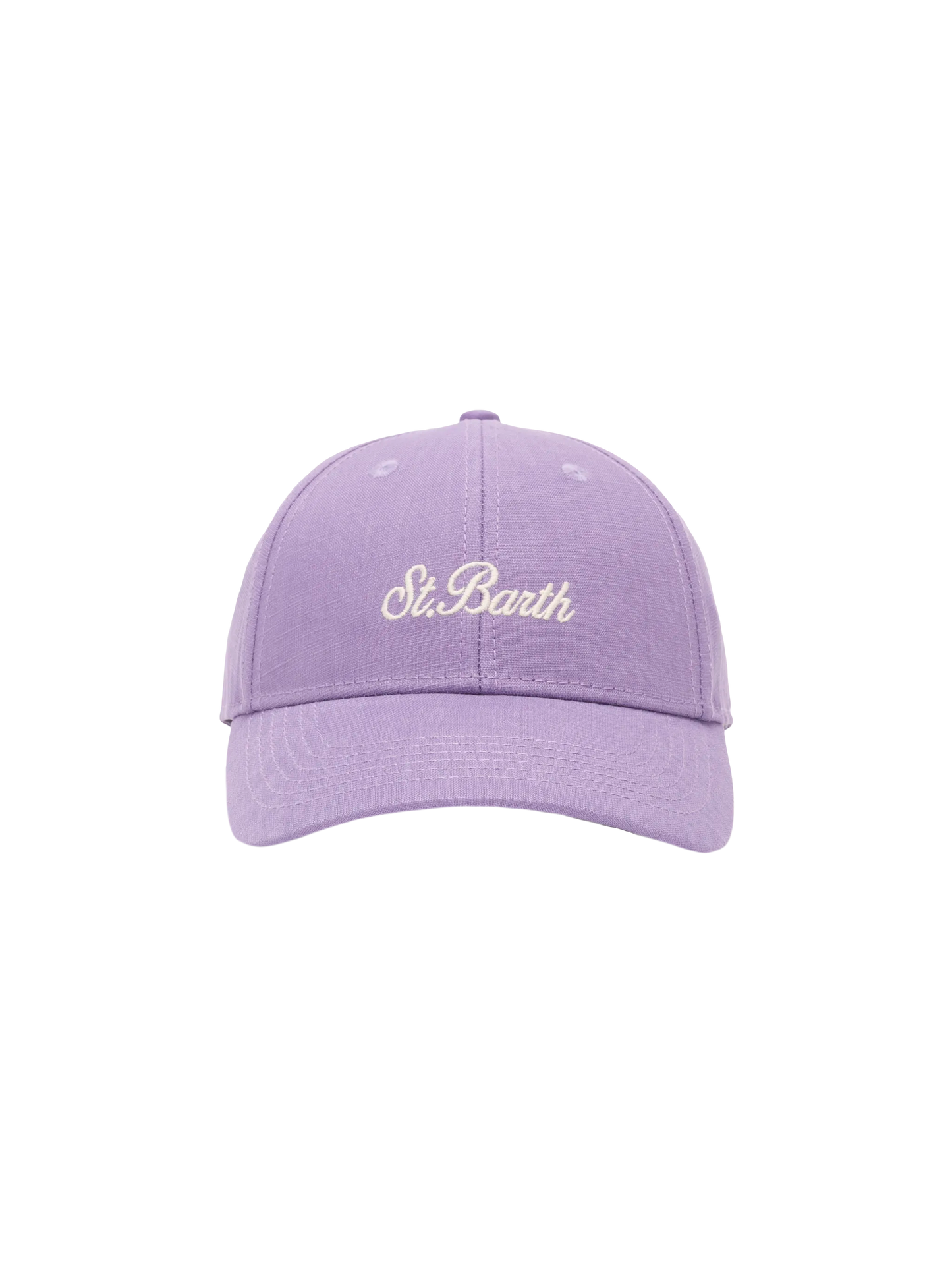 Lilafarbene Baseballkappe Baseball Jr aus Leinen mit Saint Barth-Stickerei