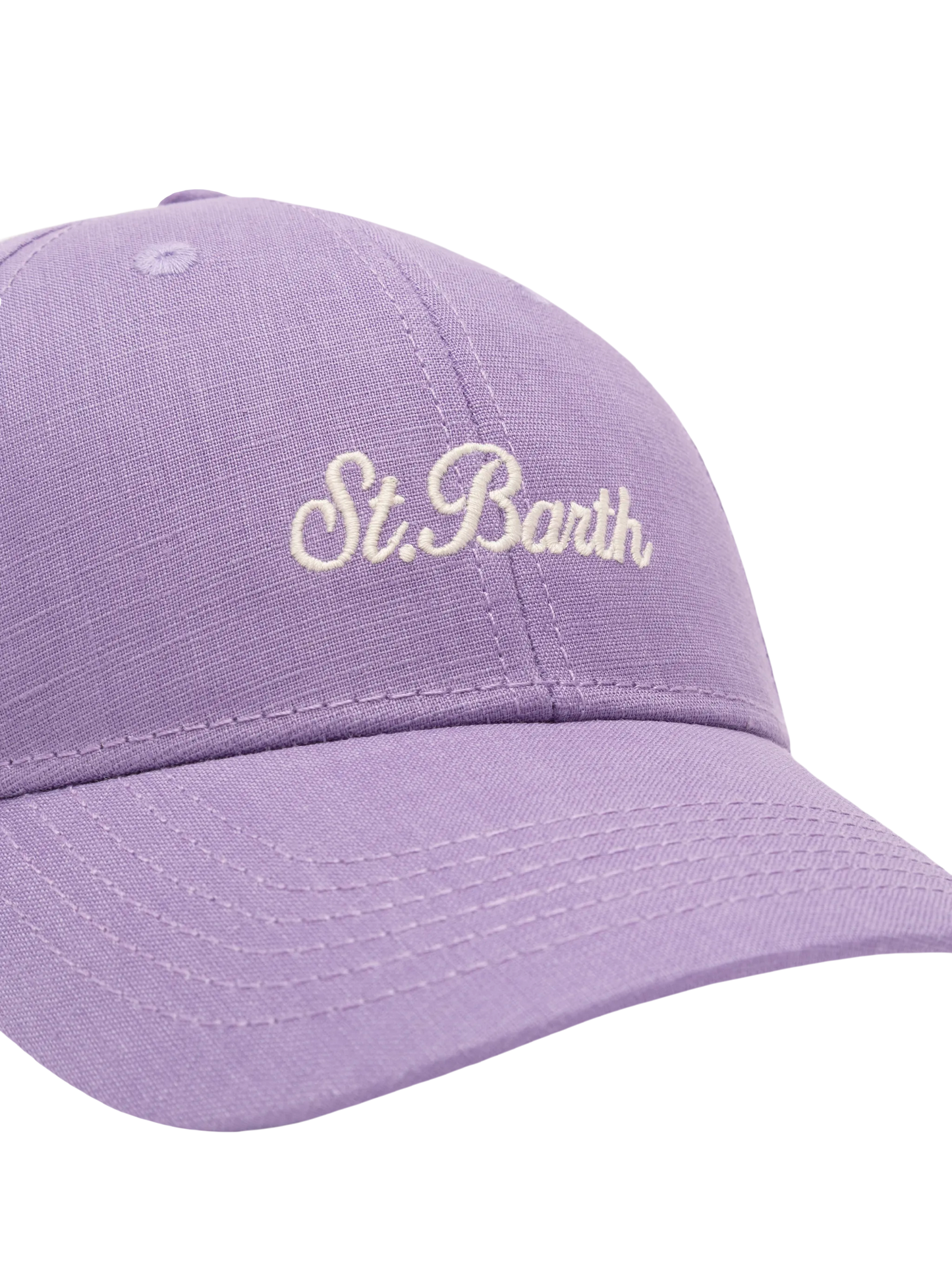Lilafarbene Baseballkappe Baseball Jr aus Leinen mit Saint Barth-Stickerei