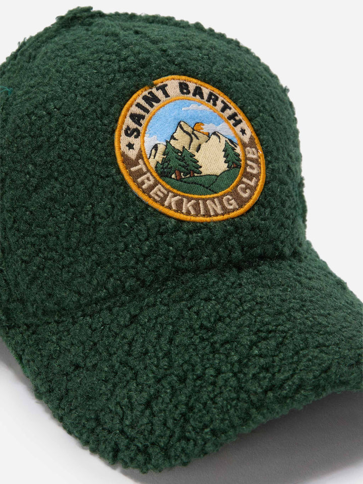 Baseball cap in green sherpa with St. Barth embroidery