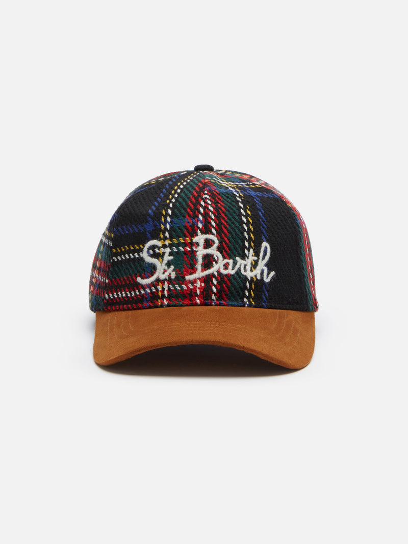 Cappellino da baseball con stampa tartan e ricamo St. Barth