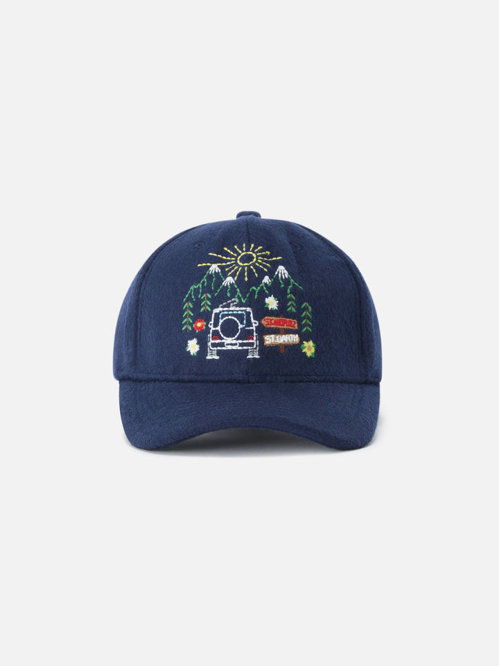 Marineblau blue Baseball Filz-Cap aus Wollmischung mit St. Moritz-Stickerei | Special edition 