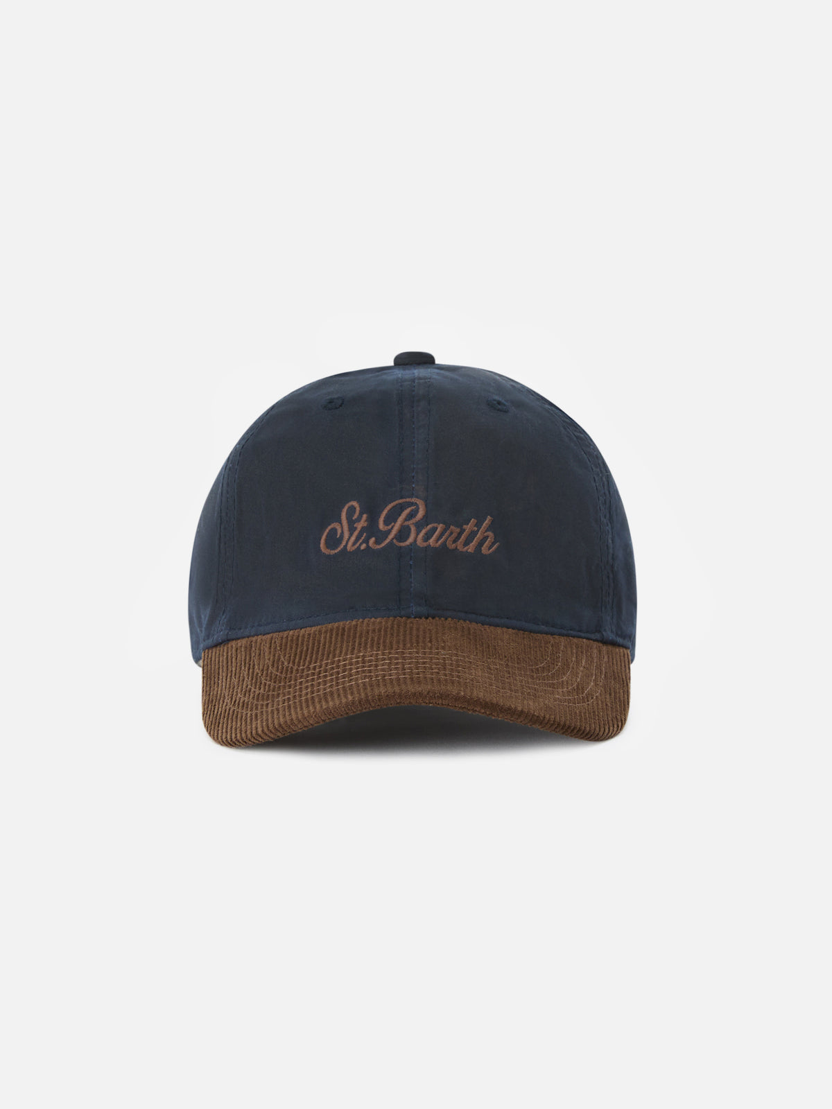 Casquette en velours côtelé ciré Navy blue Baseball avec broderie du logo 